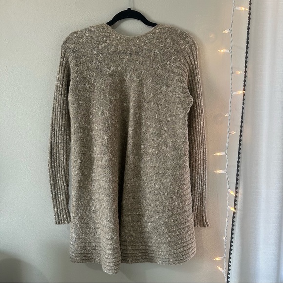Free People Long Ribbed Duster Cardigan Beige Small - Picture 4 of 9